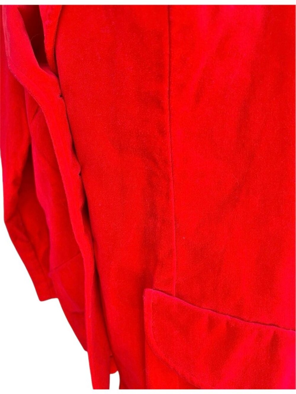 1970s Red Cotton Velvet Blazer Jacket XL 3-Button Hipster Boho Glam Rock Twee - Picture 8 of 9
